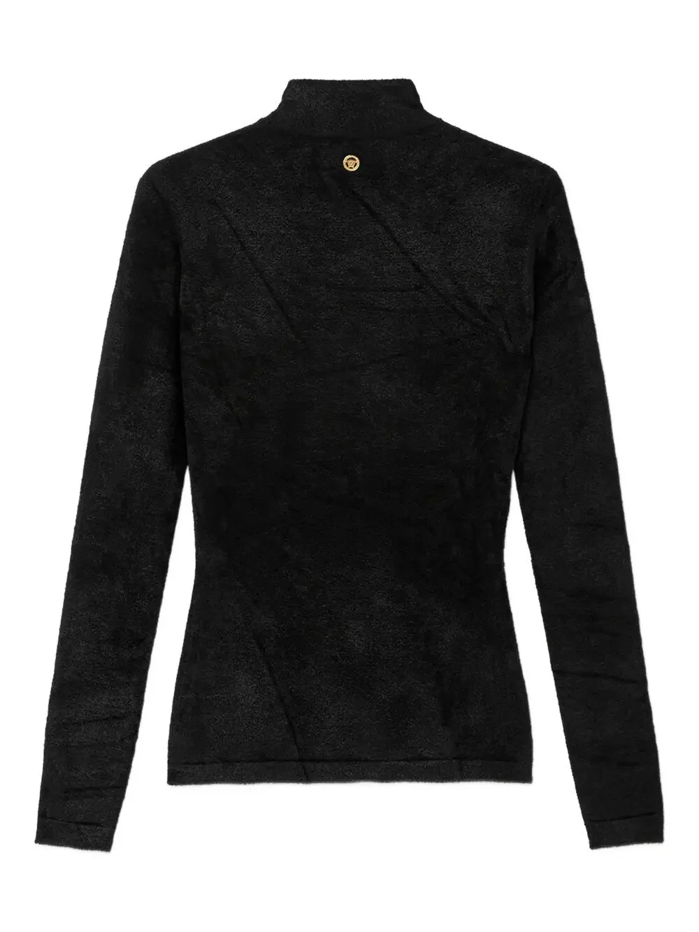 VERSACE high-neck black embellished fuzzy sweater Small S